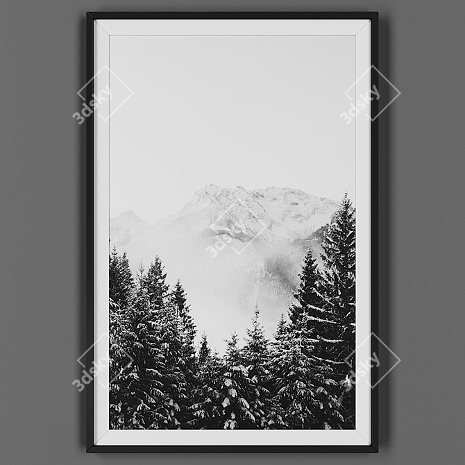 Sleek Black Framed Artwork 3D model image 1