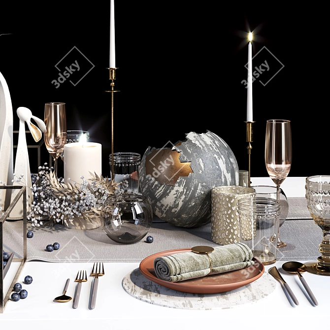 Elegant Luxury Table Wreath 3D model image 3