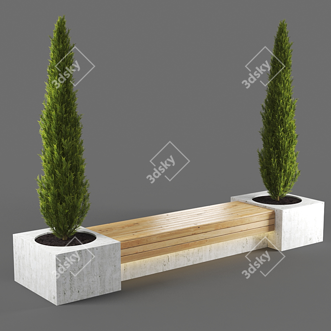 Elegant Poly Bench 3D model image 1