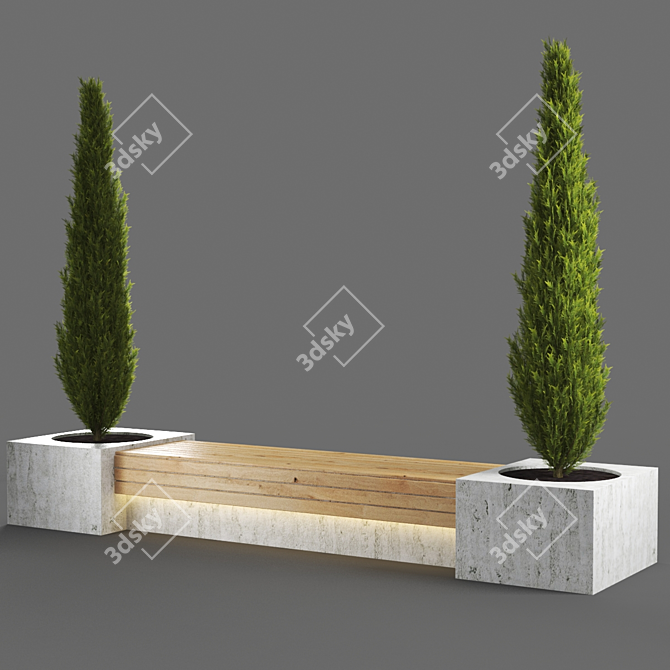 Elegant Poly Bench 3D model image 2