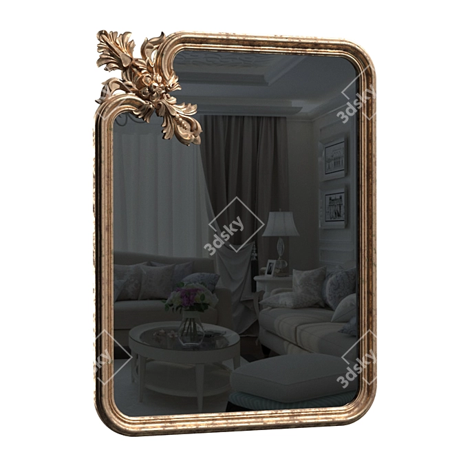 Elegant Bronze Mirror Baguette 3D model image 2