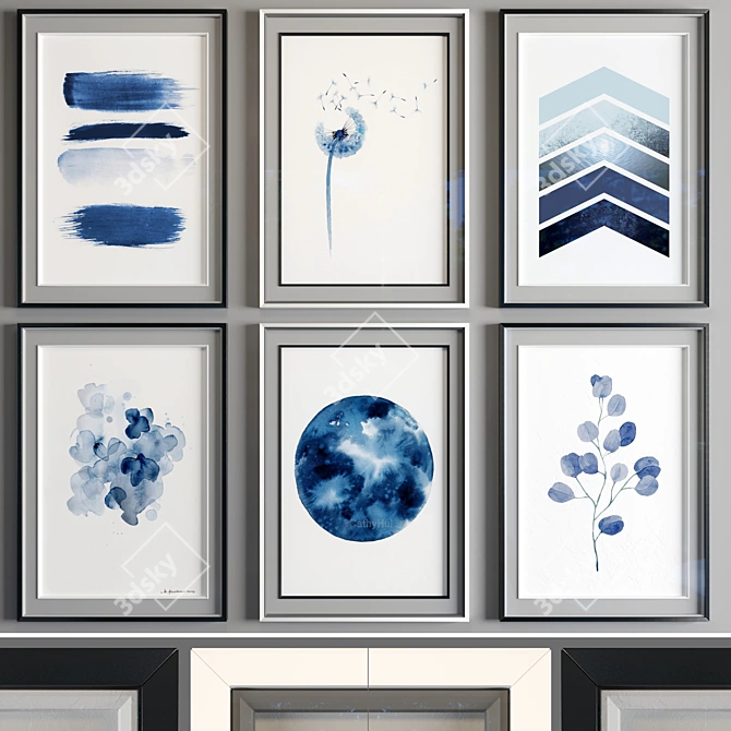 Multicolor Abstract Art Frames - Pack of 24 3D model image 5