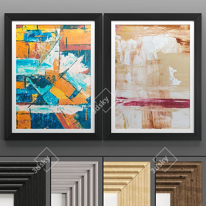 Modern Art Frame: White and Black - 50x70 cm 3D model image 1