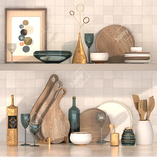 Stylish Kitchen Decor Set 3D model image 1