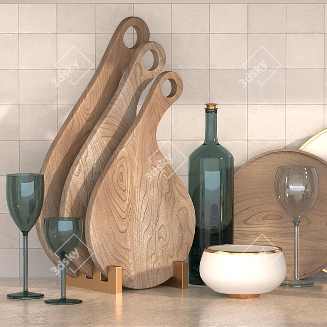 Stylish Kitchen Decor Set 3D model image 3