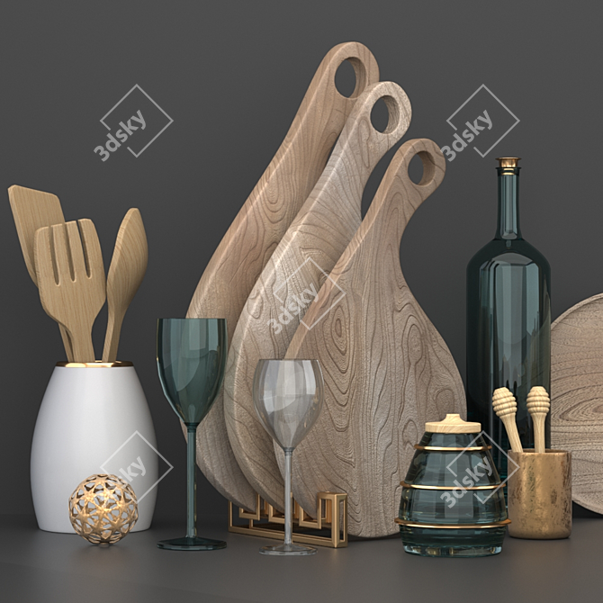 Stylish Kitchen Decor Set 3D model image 7