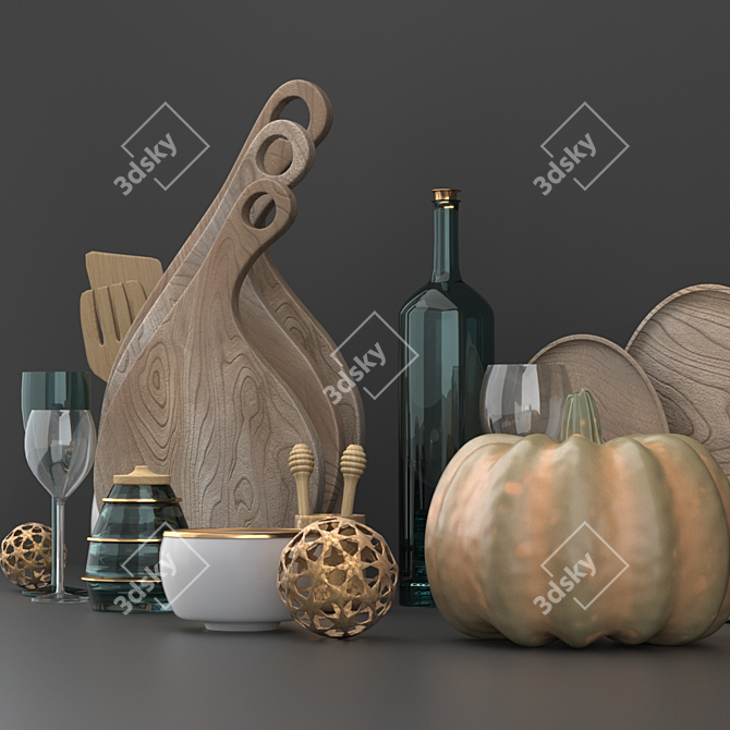 Stylish Kitchen Decor Set 3D model image 8