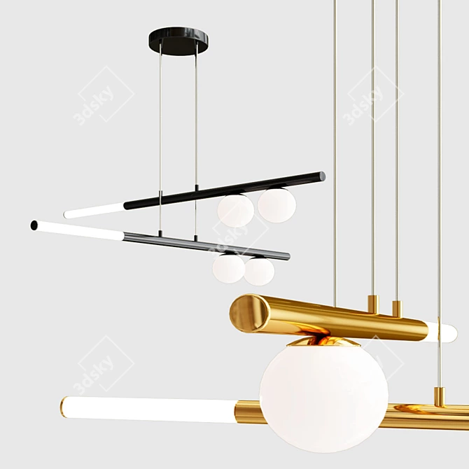 Modern Metal and Glass Artemis LED Lamp 3D model image 4