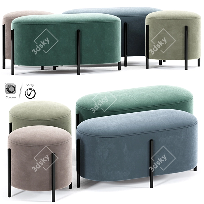 Cozy Bliss Ottoman Pouf 3D model image 1