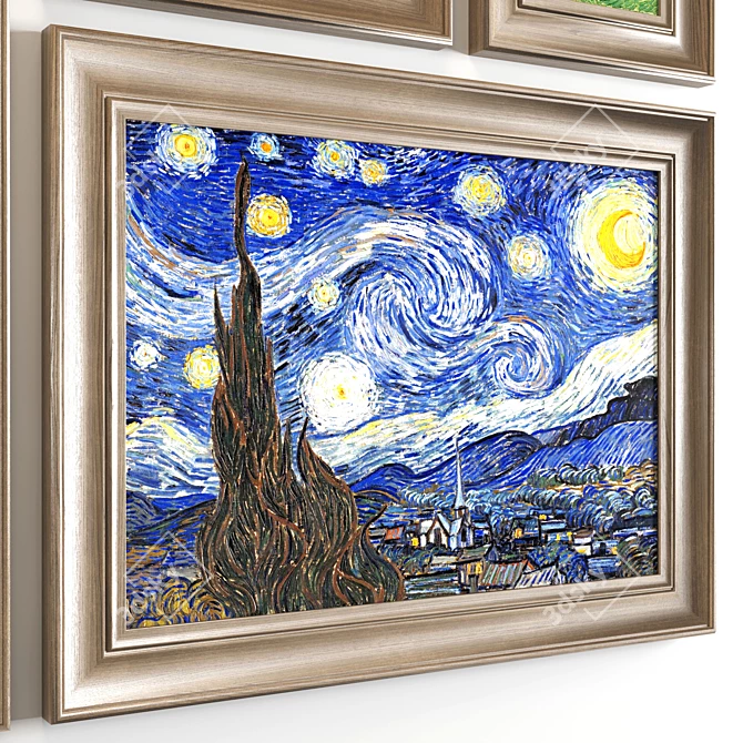 Van Gogh Wood Frame Art 3D model image 3