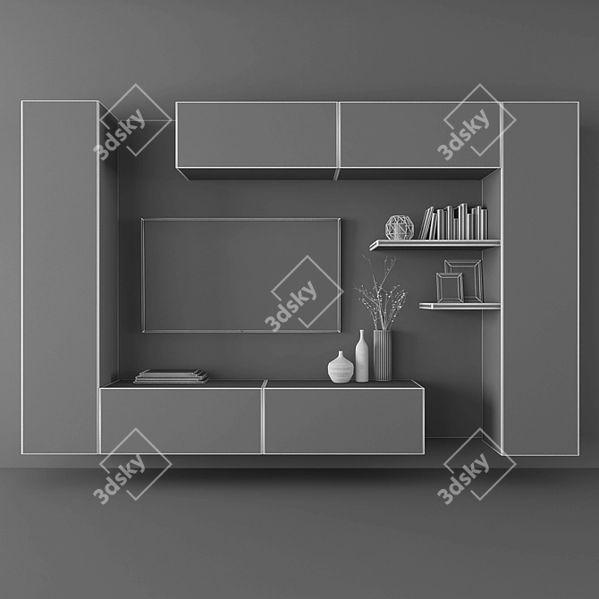 Modern TV Stand Set 111 3D model image 3