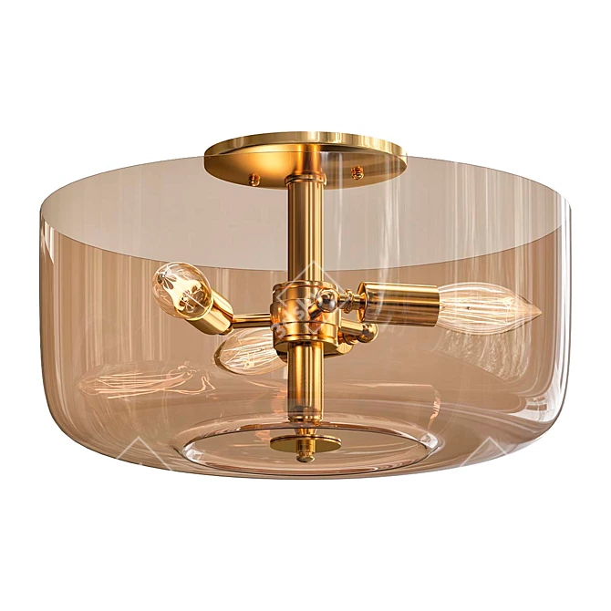 Warm Glow Amber Glass Ceiling Light 3D model image 1