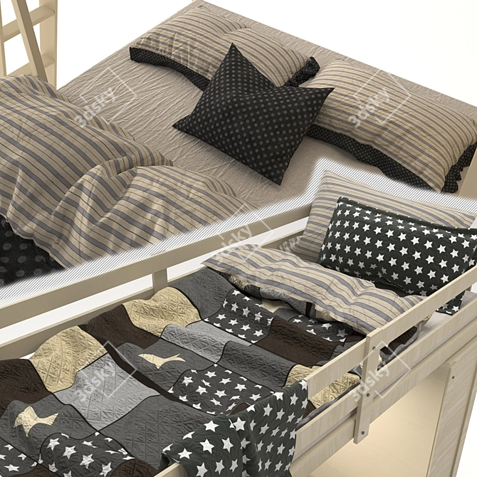 Modern Metal Bed - Polished Elegance 3D model image 3