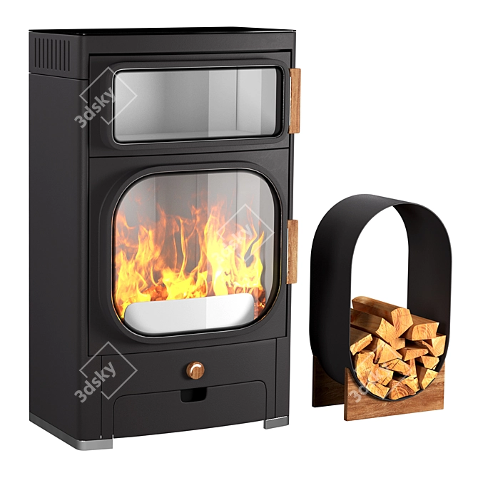 Austroflamm Heidi Back: Stylish Cast Iron Fireplace 3D model image 3