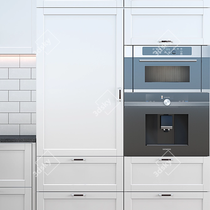 Modern Kitchen 2: Lerhyttan Door, Hillesjön Sink, Coffee Machine, Microwave, Hood, Fridge 3D model image 10