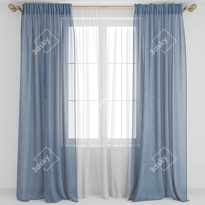 Elegant Window Curtains 3D model image 1