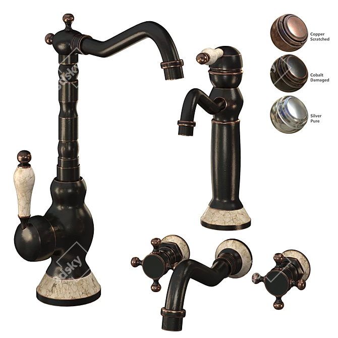 Chester Classic Kitchen Tap: Timeless Elegance 3D model image 1