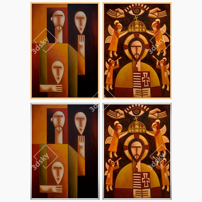 Versatile Set of Wall Paintings with Multiple Frame Options 3D model image 3