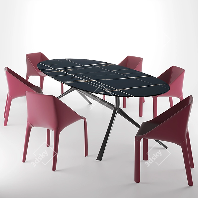 Mondrian Manta Table Set 3D model image 1