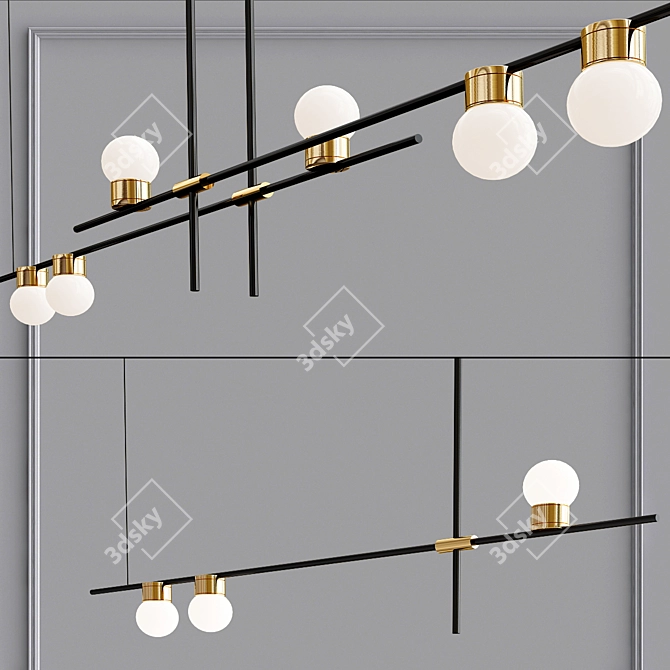 Sleek Linear Pendant Collection 3D model image 2