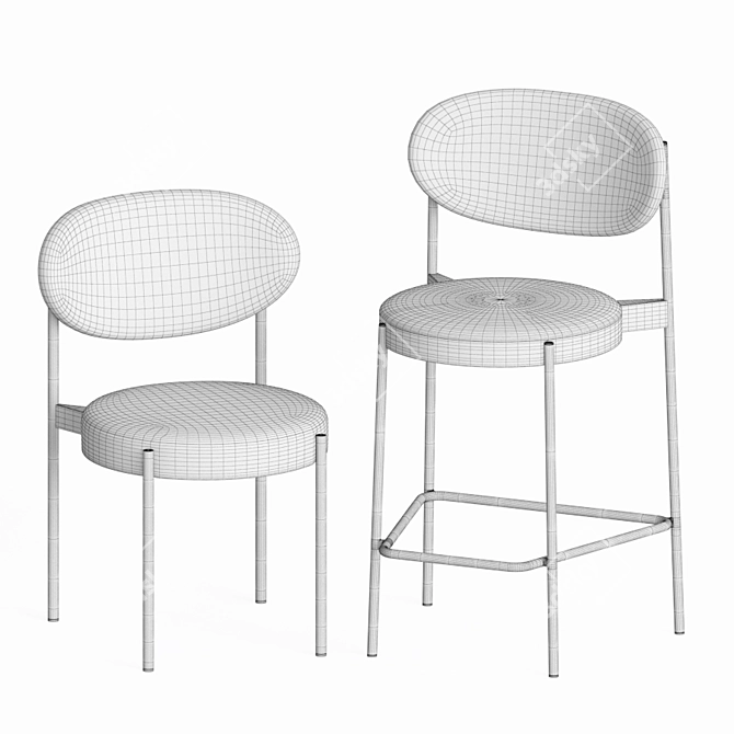 Lux Velvet Wonder Chair Set 3D model image 4