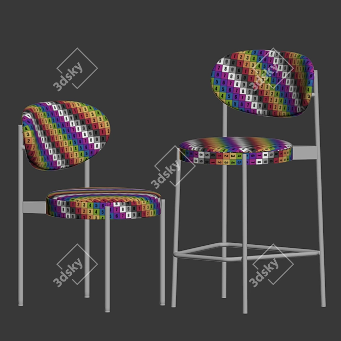 Lux Velvet Wonder Chair Set 3D model image 5