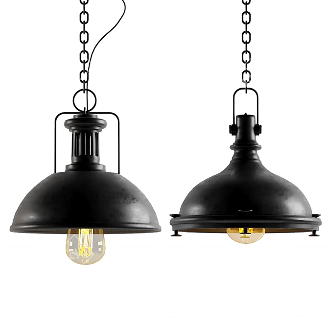 Sleek Black Cast Chandeliers 3D model image 2