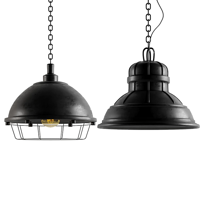 Sleek Black Cast Chandeliers 3D model image 3