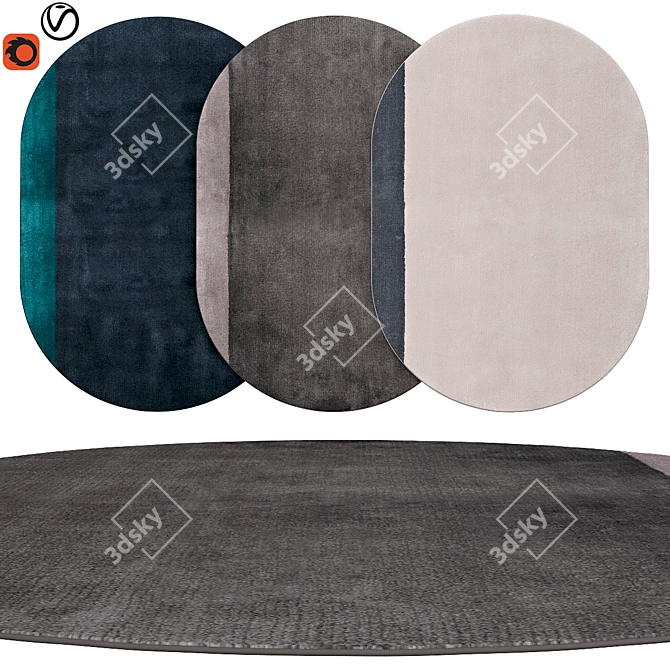 Premium Oval Rugs | High-Quality Textures 3D model image 1