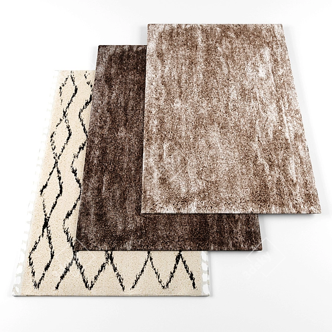 PlushRug Collection: 5 Textured Carpets 3D model image 1