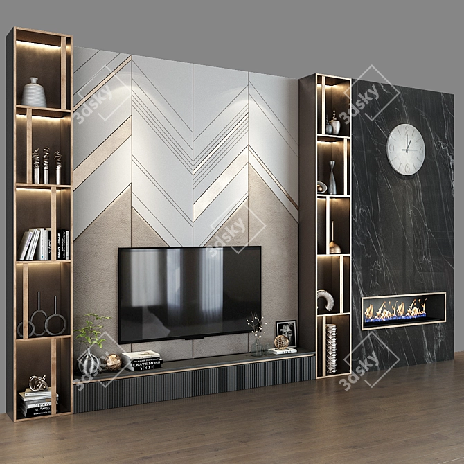 Sleek TV Shelf Organizer 3D model image 2