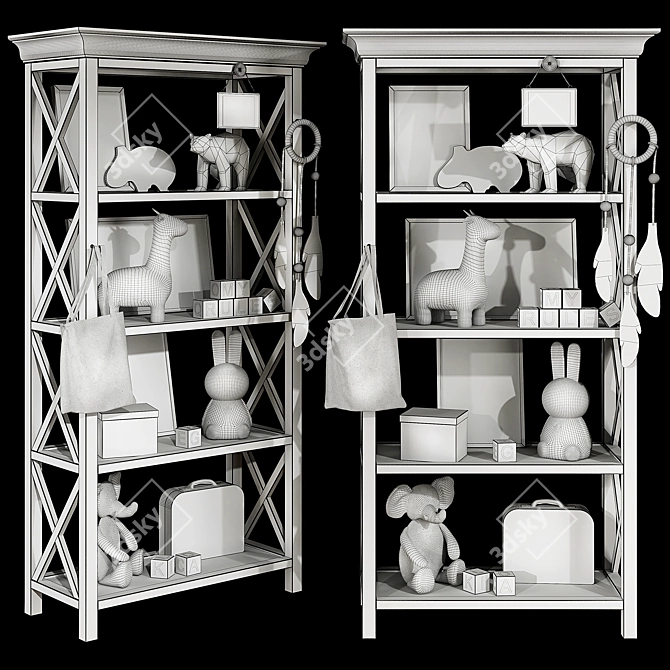 Modern Kids Bookshelf Set 03 3D model image 3