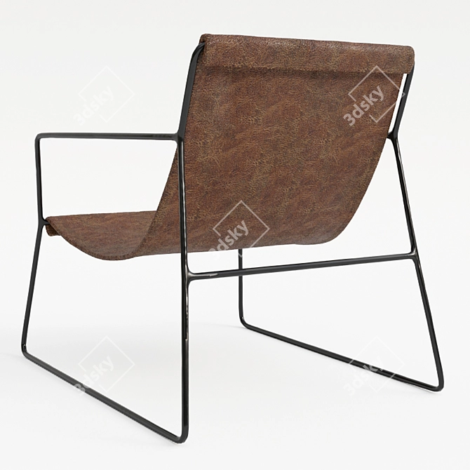 Elegant Leather Sling Chair 3D model image 3