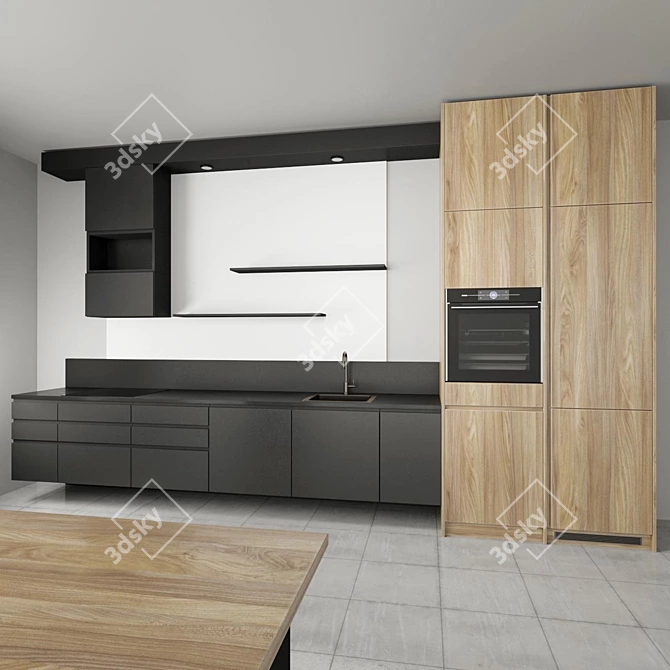 Modern Glossy Kitchen Set 3D model image 9