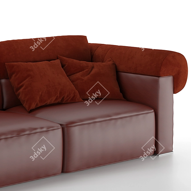 Natuzzi Classic Sofa: Double Coating with Textile and Leather Inserts 3D model image 3