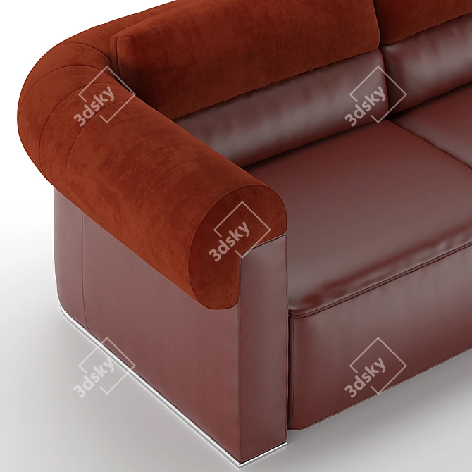 Natuzzi Classic Sofa: Double Coating with Textile and Leather Inserts 3D model image 4