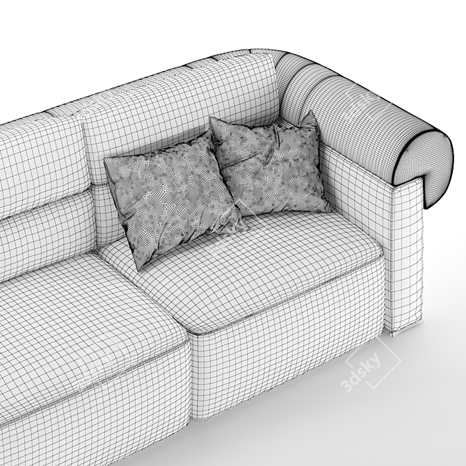 Natuzzi Classic Sofa: Double Coating with Textile and Leather Inserts 3D model image 5