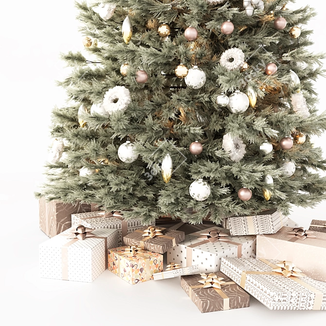 Festive Christmas Tree with Gifts 3D model image 4