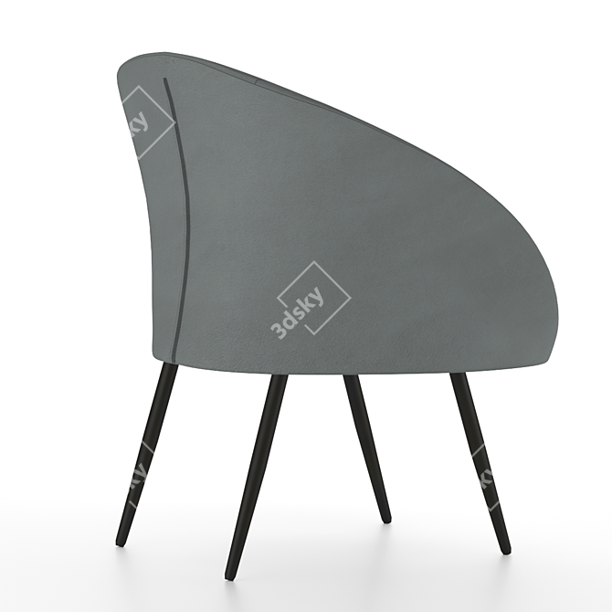 Classic Grey Round Armchair 3D model image 2