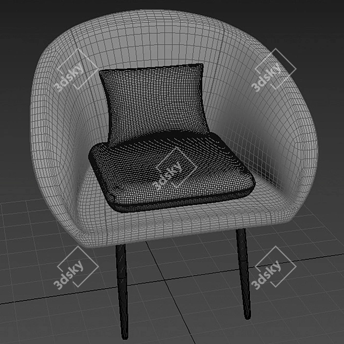 Classic Grey Round Armchair 3D model image 4