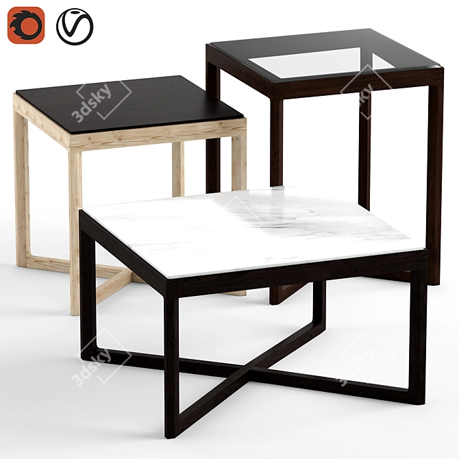 Sleek Knoll Krusin Coffee Tables 3D model image 1