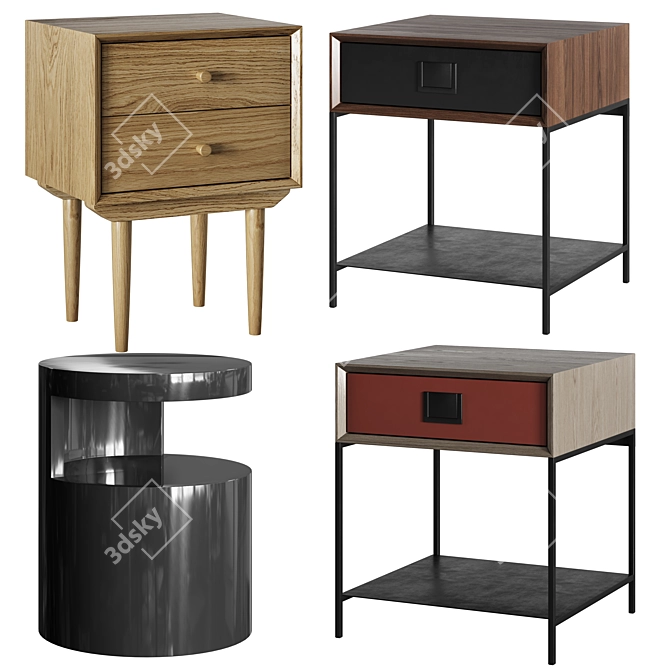 Title: Retro meets Modern Bedside Table 3D model image 1