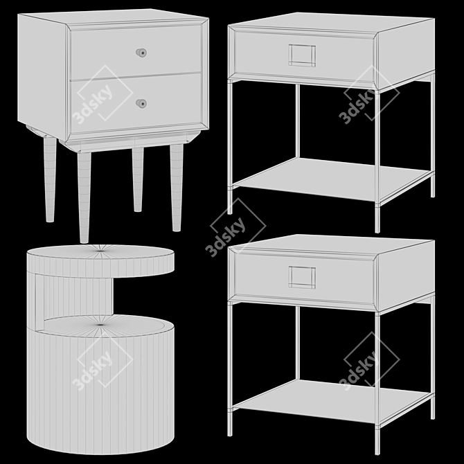 Title: Retro meets Modern Bedside Table 3D model image 2