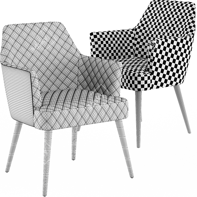 Elegant Diamond Stitched Dining Chair 3D model image 4