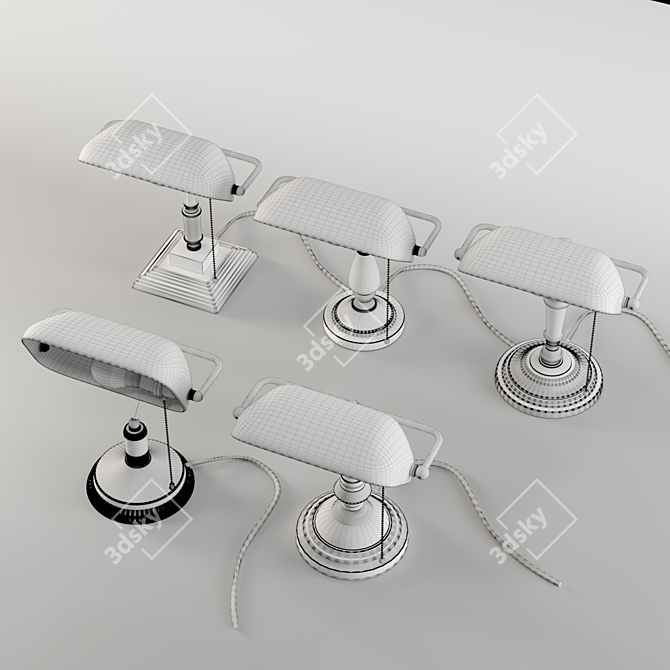 Sleek Metal Bankers Lamp 3D model image 5