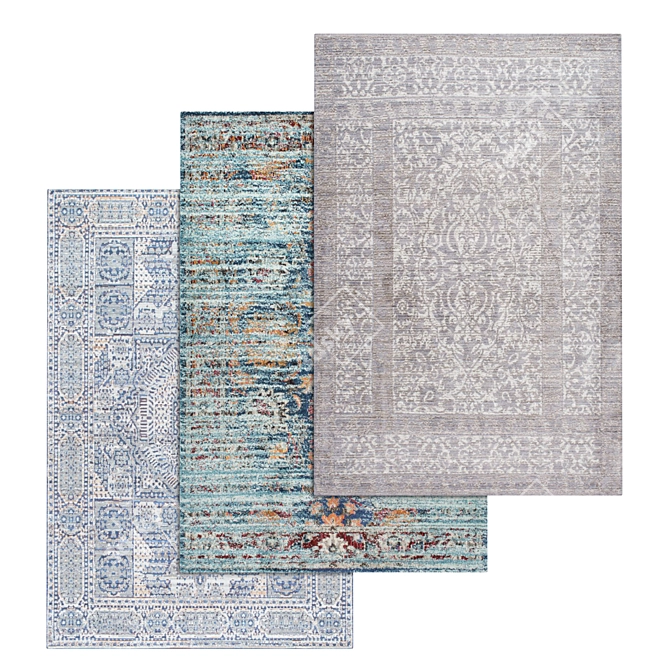 Luxury Rug Collection: Set of 3 High-Quality Carpets 3D model image 1