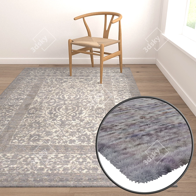 Luxury Rug Collection: Set of 3 High-Quality Carpets 3D model image 5