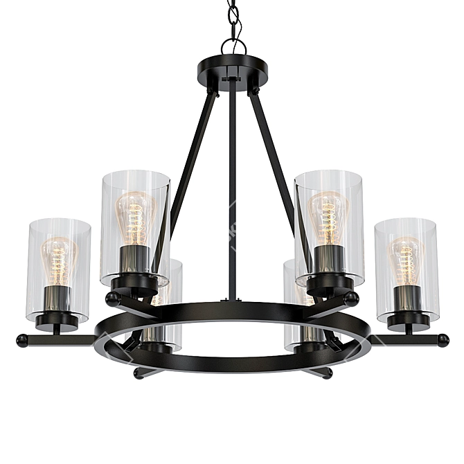 Holman Industrial Bronze Chandelier 3D model image 1