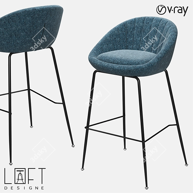 Loft Designe 2215: Stylish Metal and Fabric Bar Chair 3D model image 1