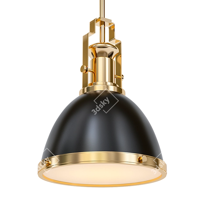 Elegant Black and Brass Pendant 3D model image 1